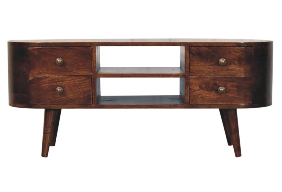 California Walnut Rounded Entertainment Unit