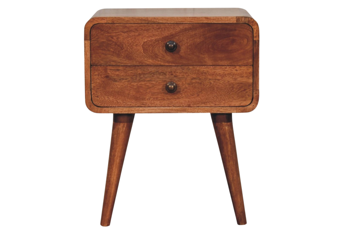 Curved Honey Caramel Bedside