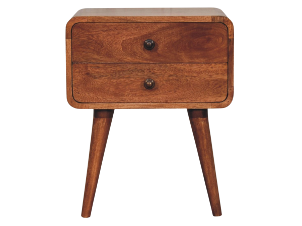 Curved Honey Caramel Bedside