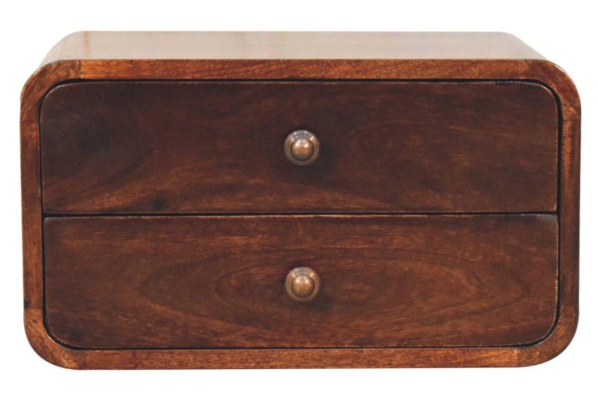 Curved California Walnut Wall Mounted Bedside