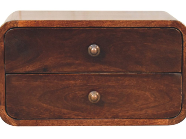 Curved California Walnut Wall Mounted Bedside