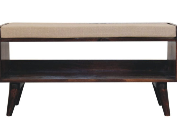California Walnut bench with mud linen seat pad