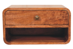 Curved Honey Caramel Wall Mounted Bedside with Open Slot