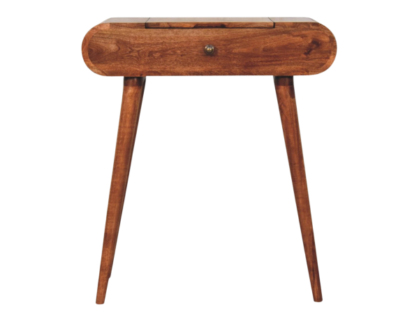 Mini Honey Caramel Dressing Table with Foldable Mirror