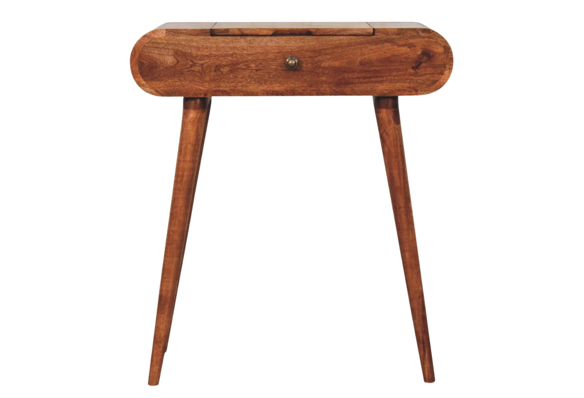 Mini Honey Caramel Dressing Table with Foldable Mirror