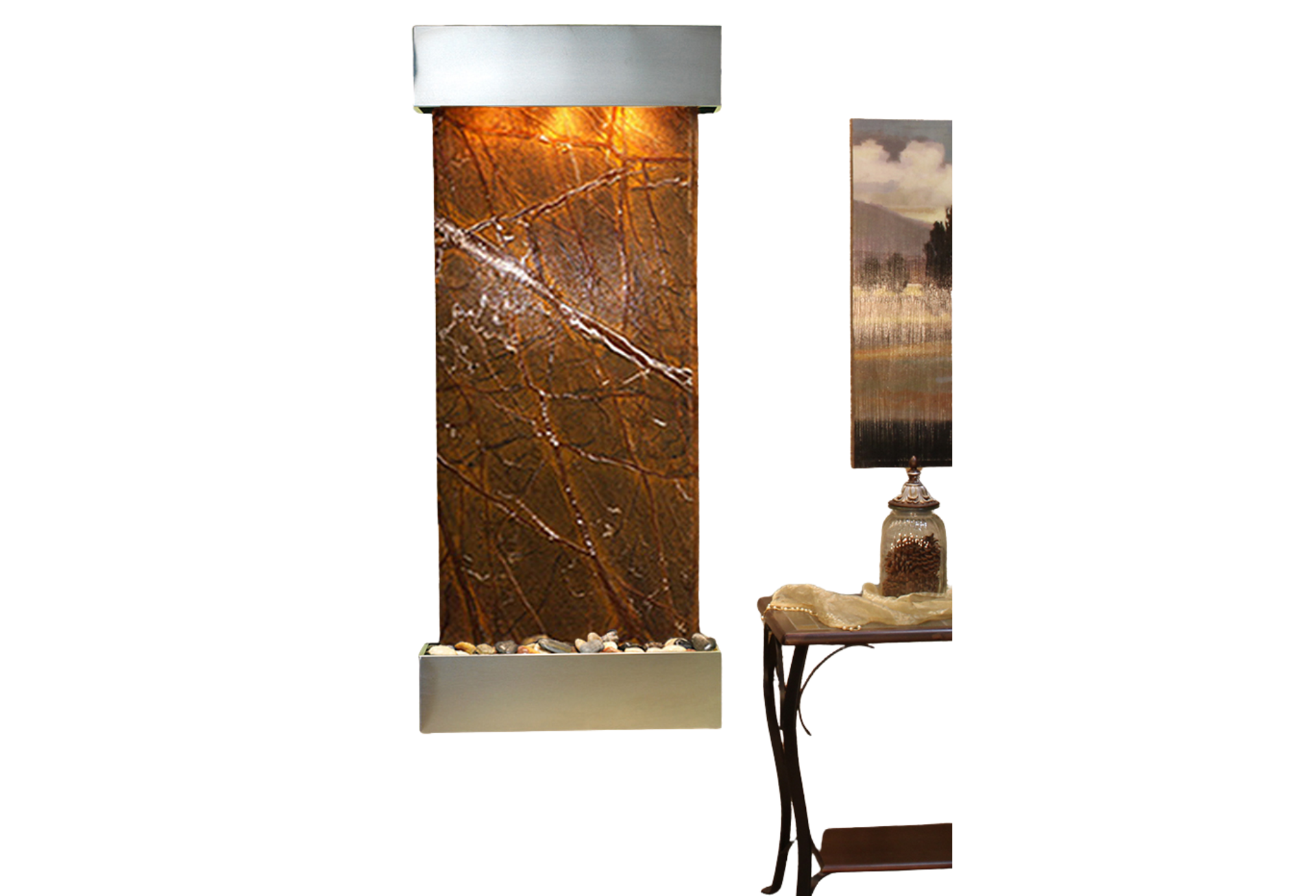 Inspiration Falls-Square-Stainless Steel-Brown Marble