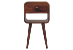 Mini Honey Caramel Curved Bedside with Lower Slot
