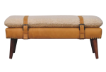 Boucle x Tan Leather Bench