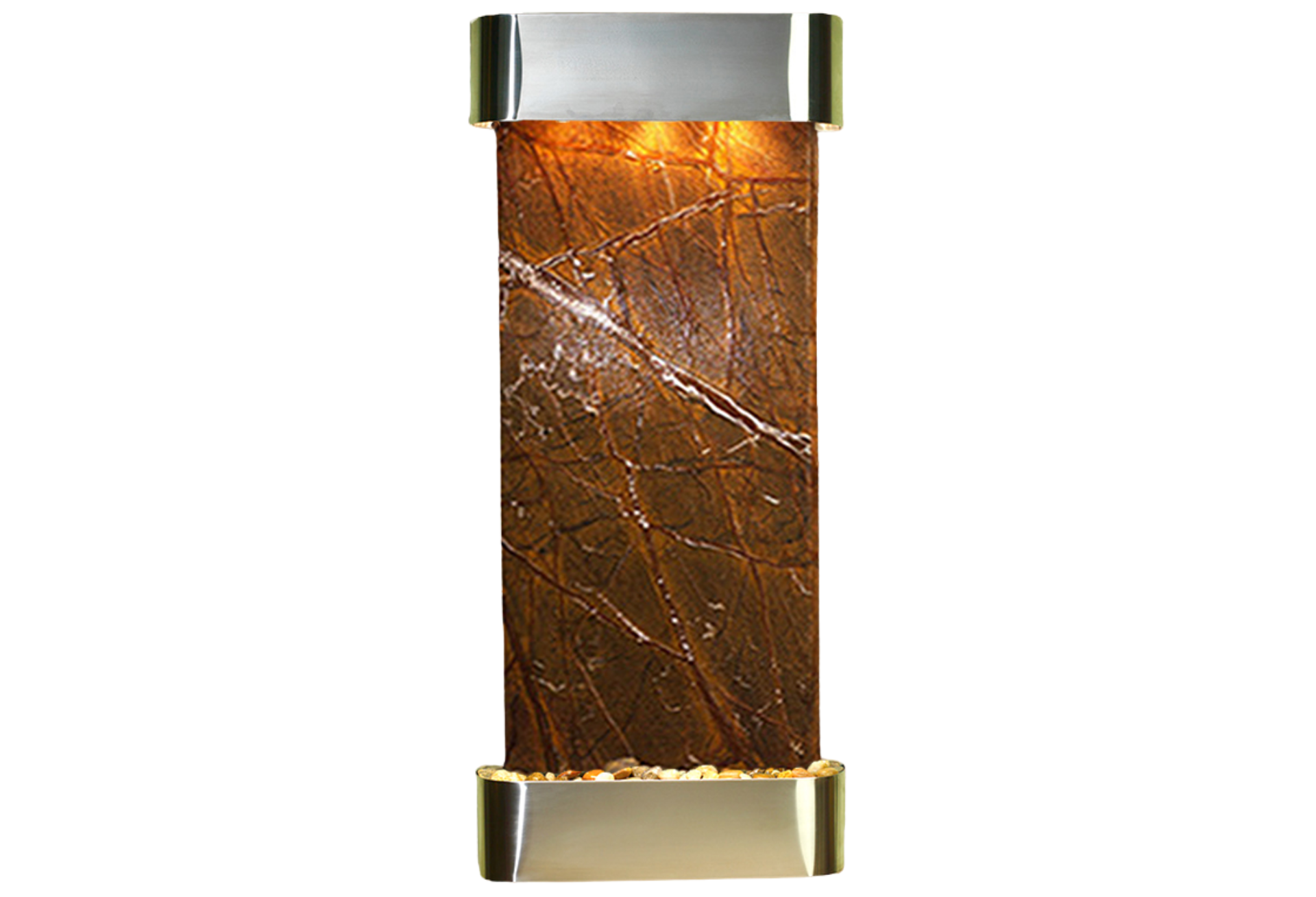 Inspiration Falls-Round-Stainless Steel-Brown Marble
