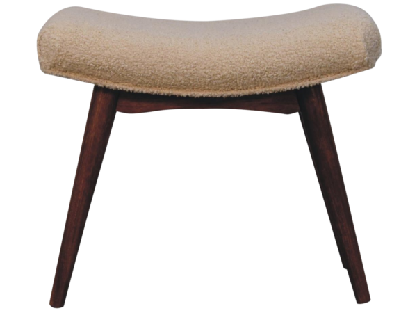 Honey Caramel Boucle Cream Curved Bench