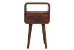 Mini Honey Caramel Curved Bedside with Open Slot