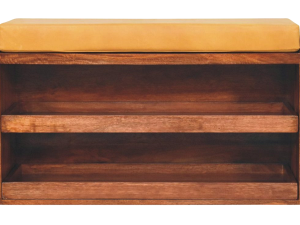 Buffalo Hide Pull out Honey Caramel Shoe Storage Bench