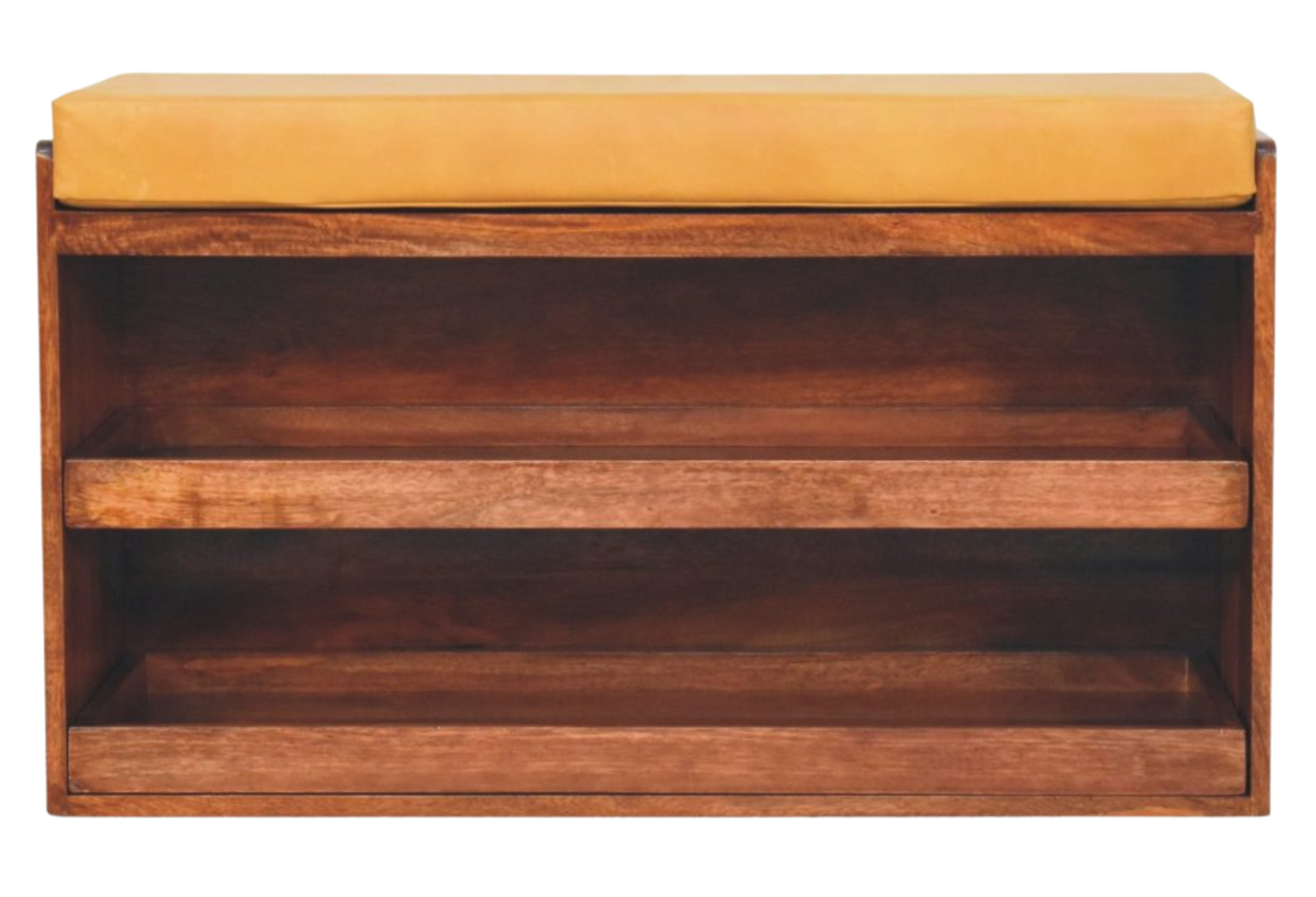 Buffalo Hide Pull out Honey Caramel Shoe Storage Bench