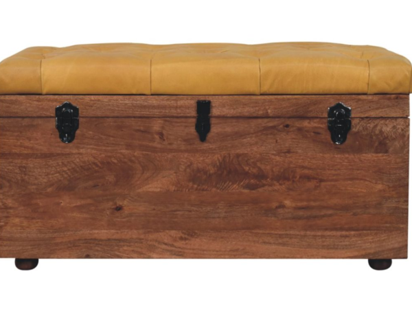 Buffalo Hide Honey Caramel Storage Trunk
