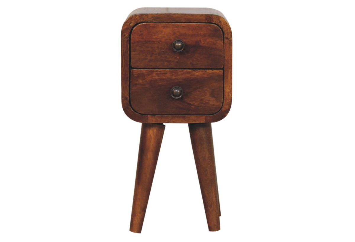 Extra Mini Curved Chestnut Bedside