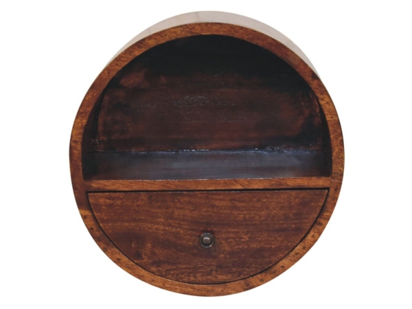 Floating Circle Chestnut Bedside