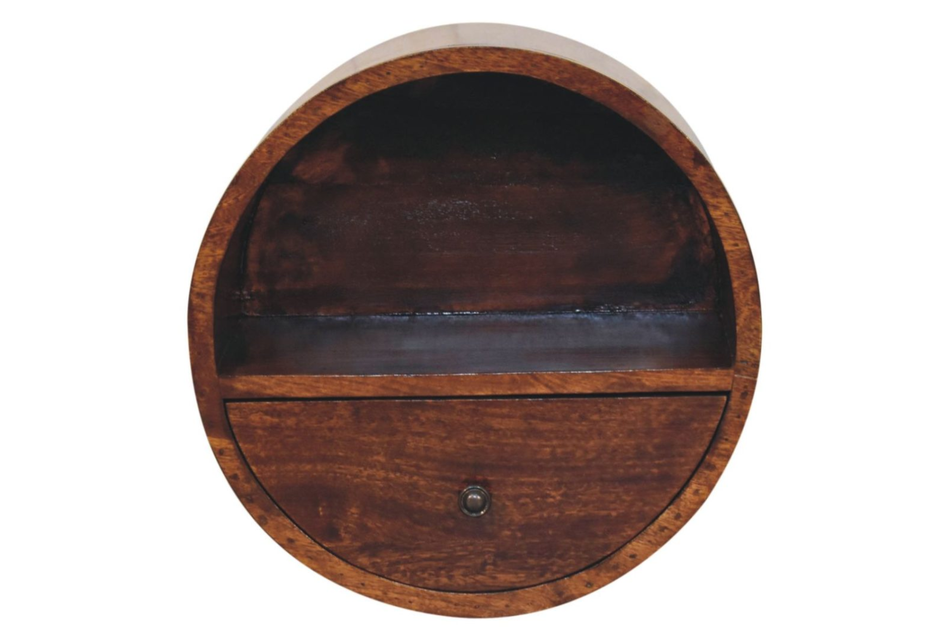 Floating Circle Chestnut Bedside