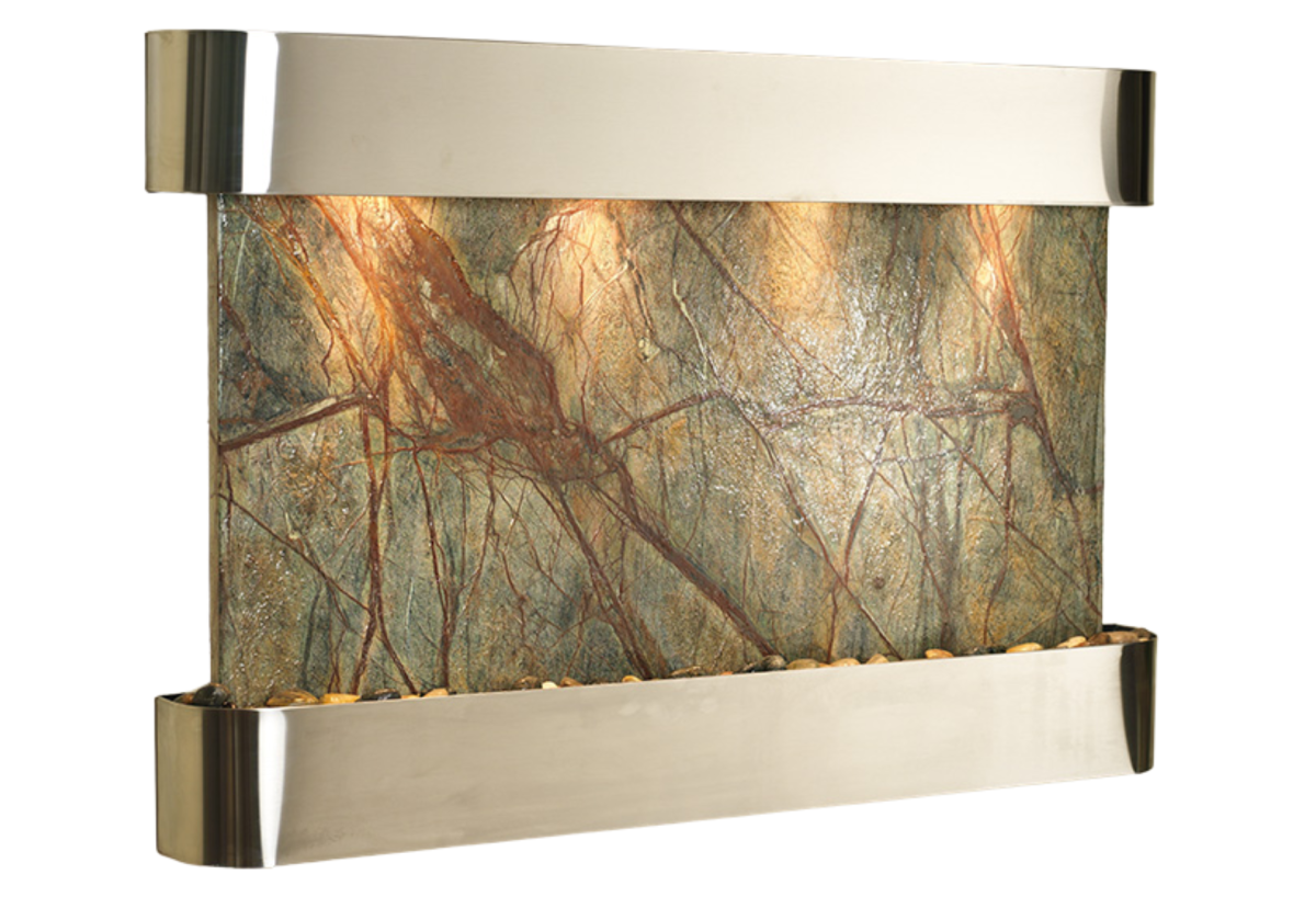 Sunrise Springs-Round-Stainless Steel-Brown Marble