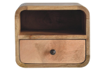 Extra Mini Wall Mounted Curved Oak-ish Bedside with Open Slot