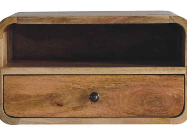 Large Oak-ish Curve Upper Slot Floating Bedside
