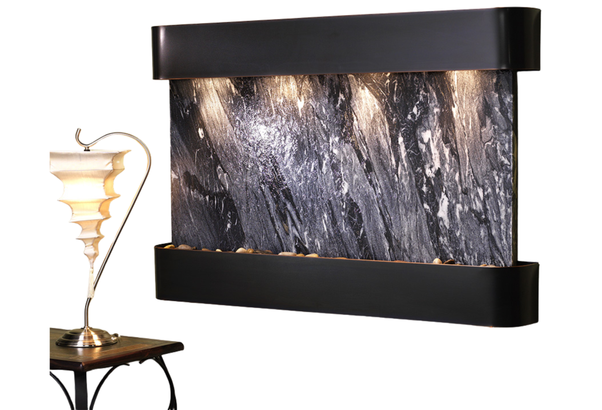 Sunrise Springs-Round-Blackened Copper-Black Spider Marble
