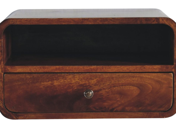 Large Chestnut Curve Upper Slot Floating Bedside