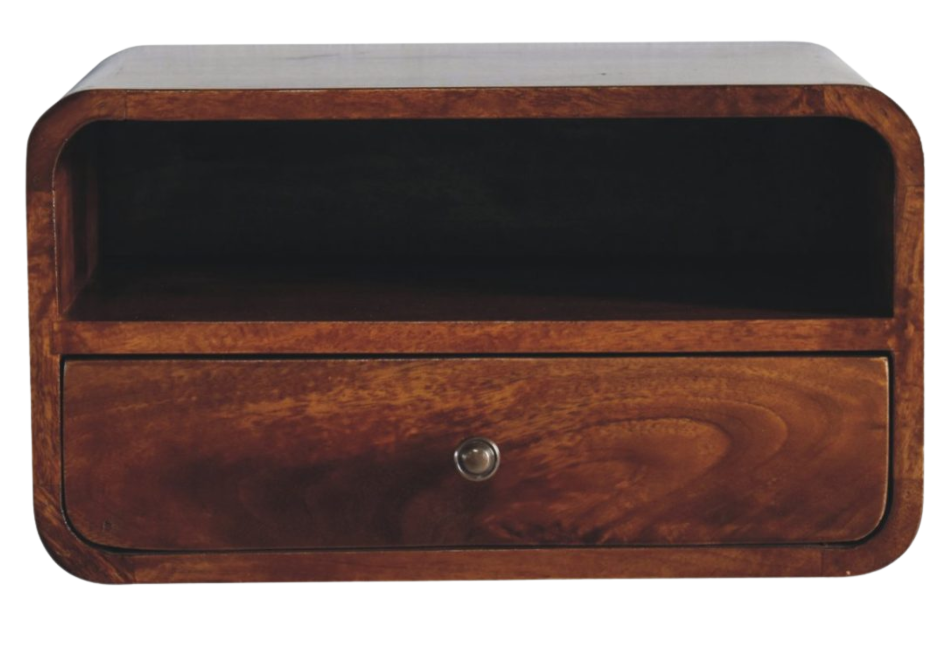 Large Chestnut Curve Upper Slot Floating Bedside