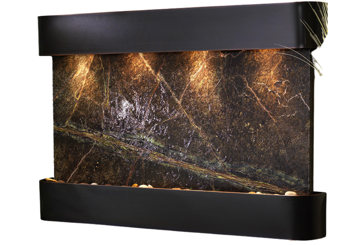 Sunrise Springs-Round-Blackened Copper-Green Marble