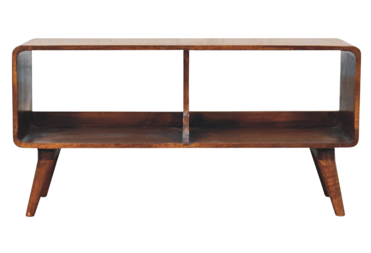 Curved Chestnut Double Slot Media Unit