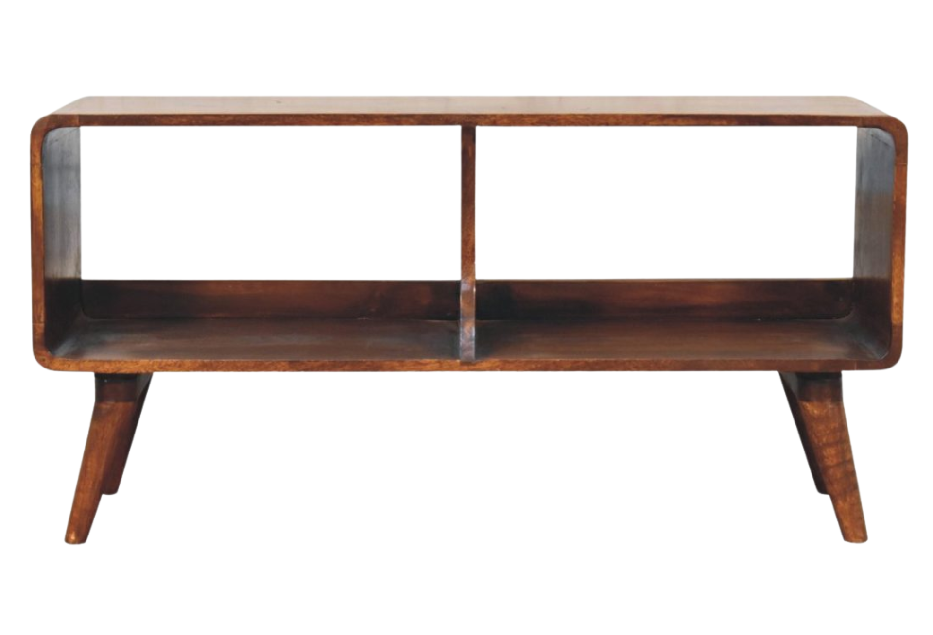 Curved Chestnut Double Slot Media Unit