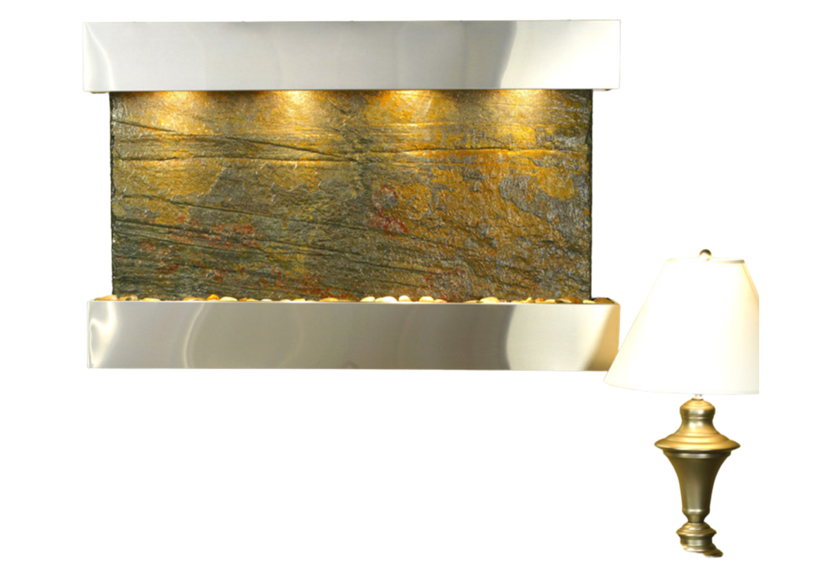 Sunrise Springs-Square-Stainless Steel-Green Natural Slate