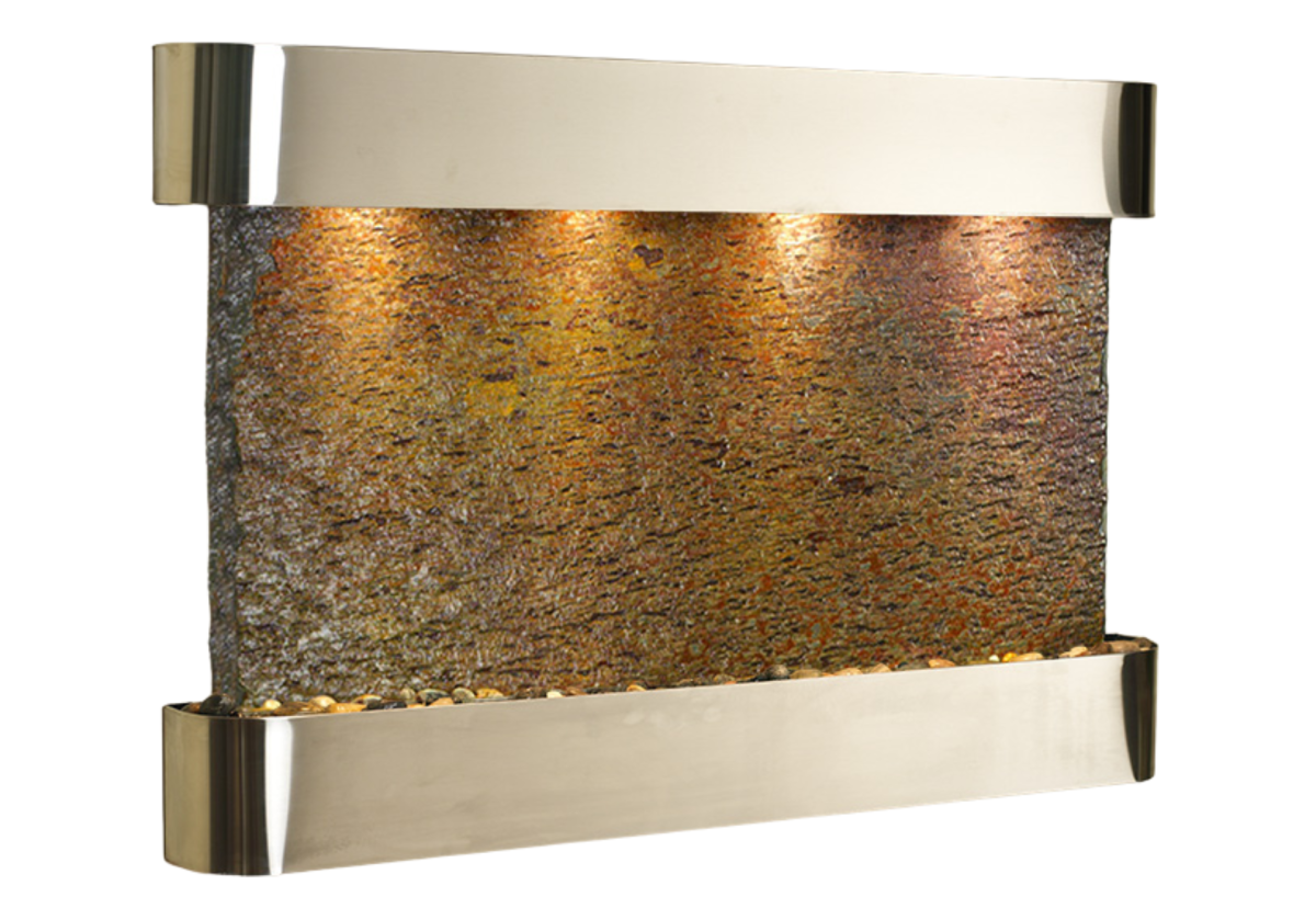 Sunrise Springs-Round-Stainless Steel-Multi-Color Natural Slate