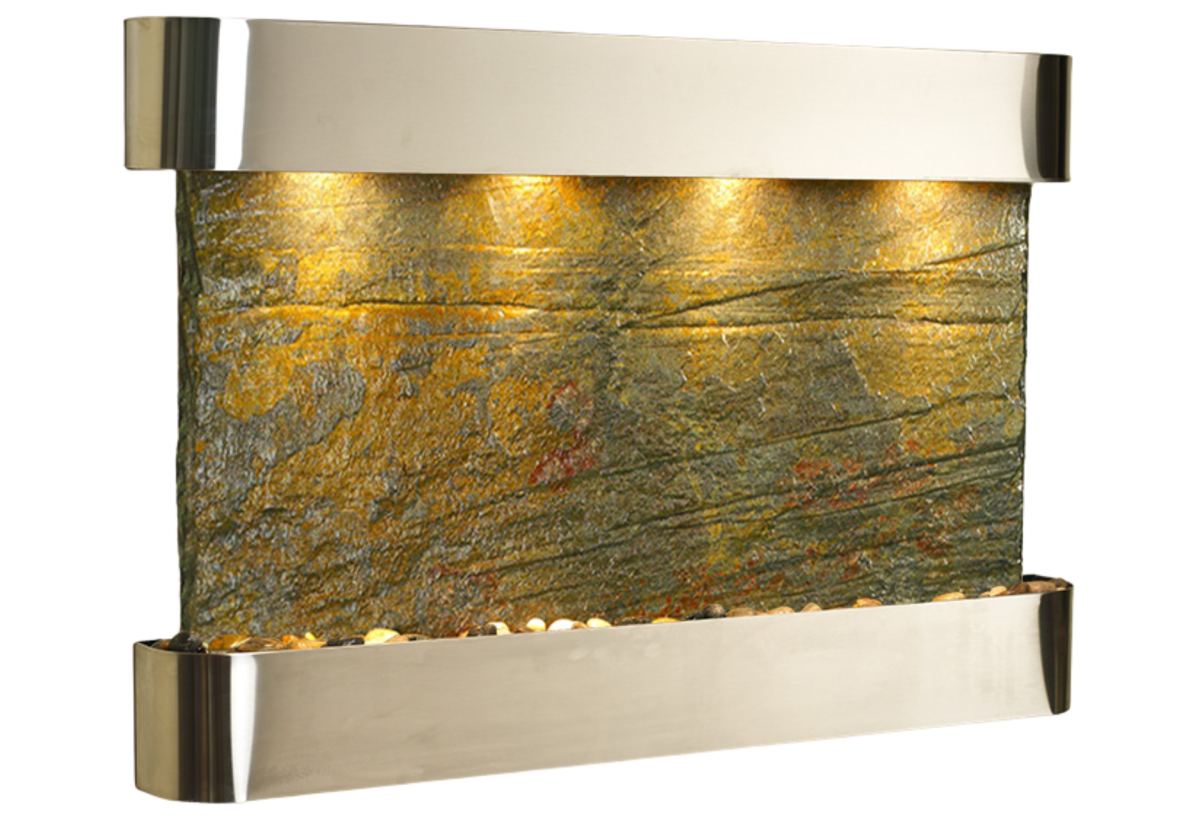 Sunrise Springs-Round-Stainless Steel-Green Natural Slate