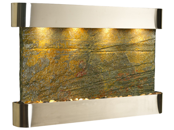 Sunrise Springs-Round-Stainless Steel-Green Natural Slate