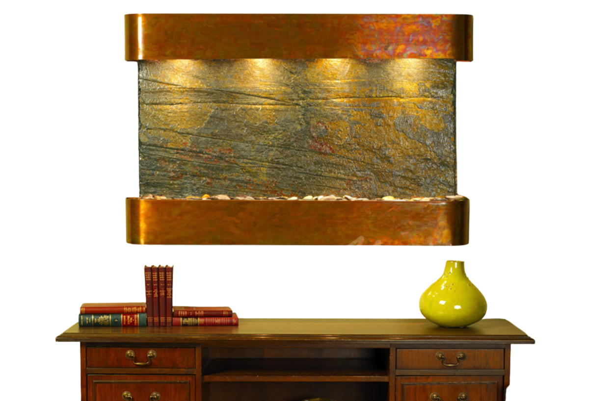 Sunrise Springs-Round-Rustic Copper-Green Natural Slate