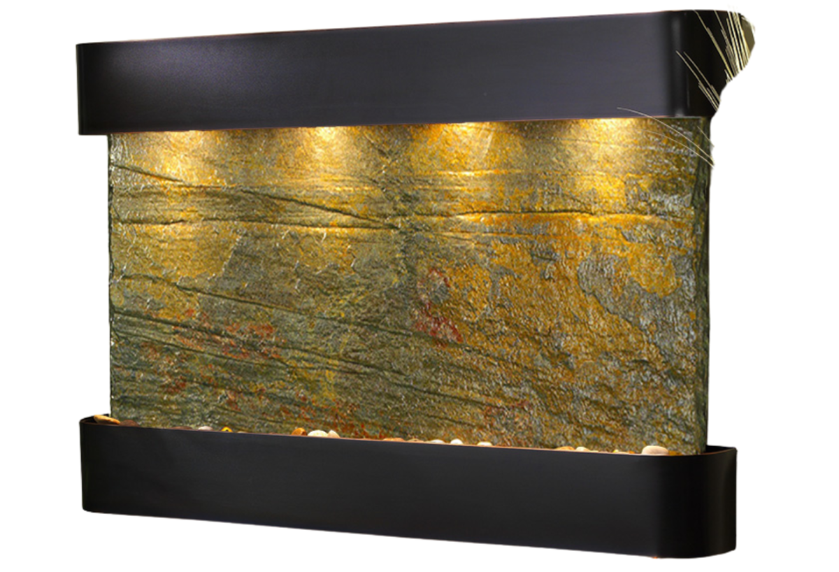 Sunrise Springs-Round-Blackened Copper-Green Natural Slate