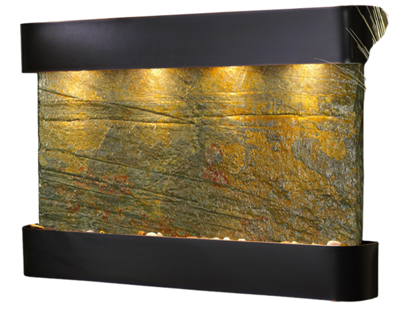 Sunrise Springs-Round-Blackened Copper-Green Natural Slate