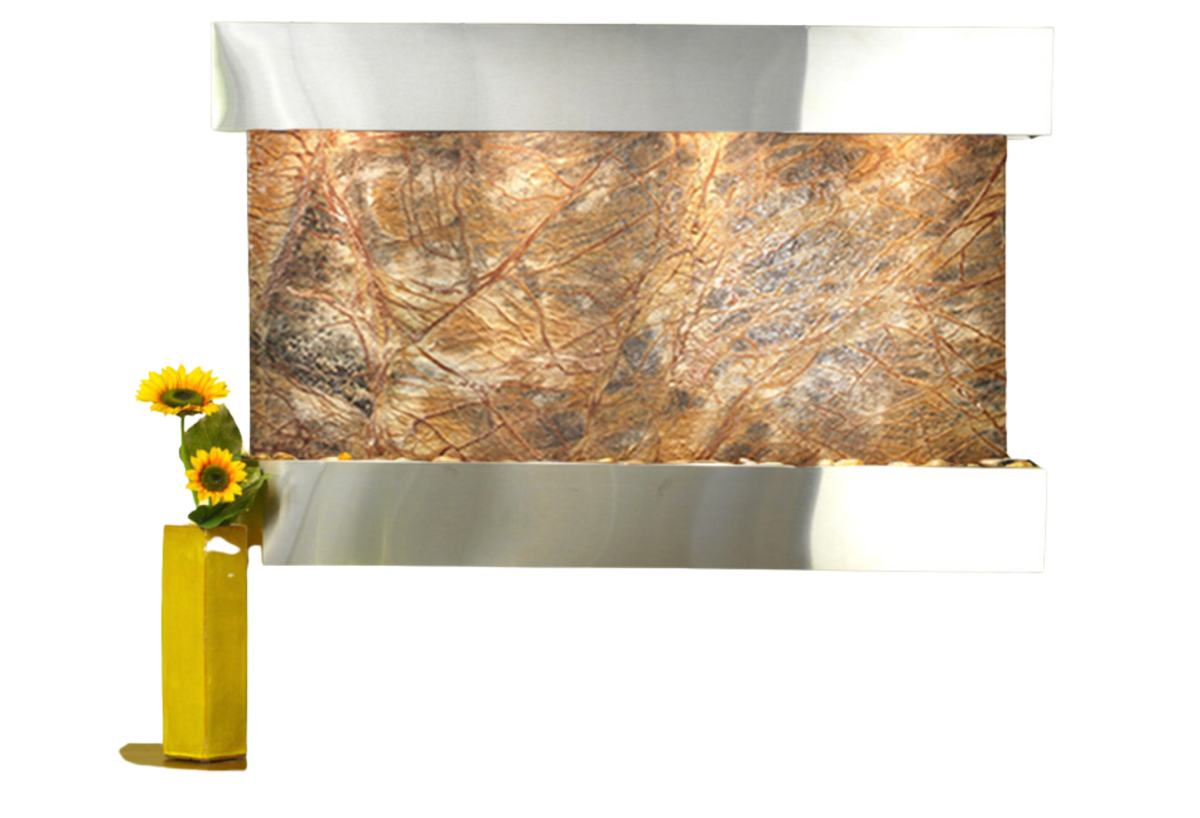 Sunrise Springs-Square-Stainless Steel-Brown Marble