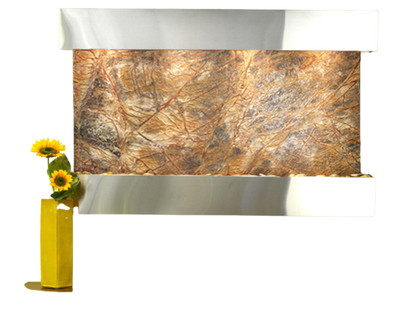 Sunrise Springs-Square-Stainless Steel-Brown Marble