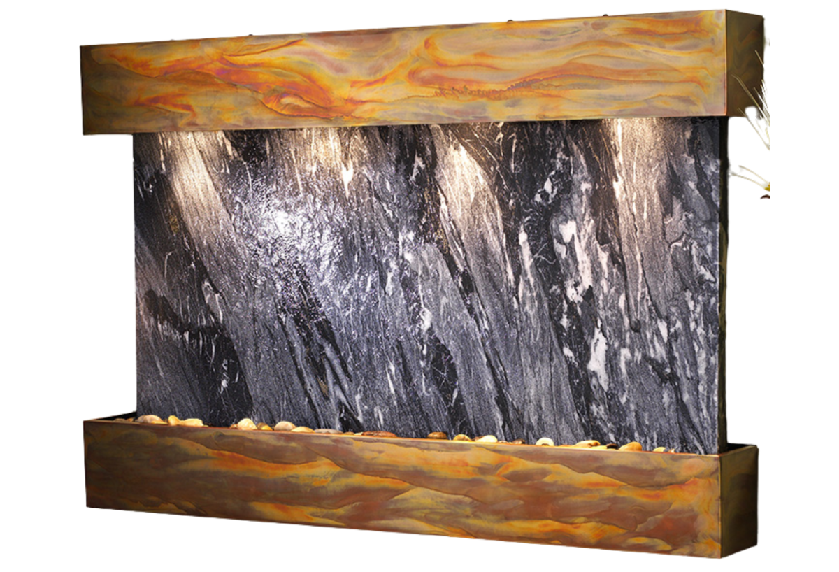 Sunrise Springs-Square-Rustic Copper-Black Spider Marble
