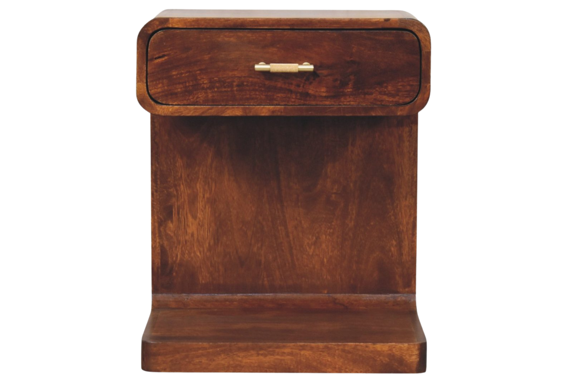 Chestnut T-Bar Rounded Bedside