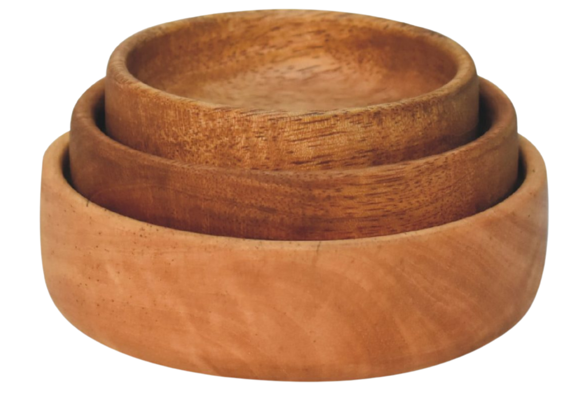 Solid Wood Fruit Bowl Set of 3