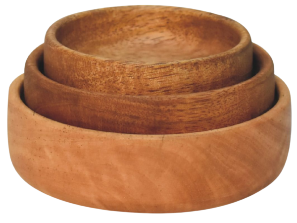Solid Wood Fruit Bowl Set of 3