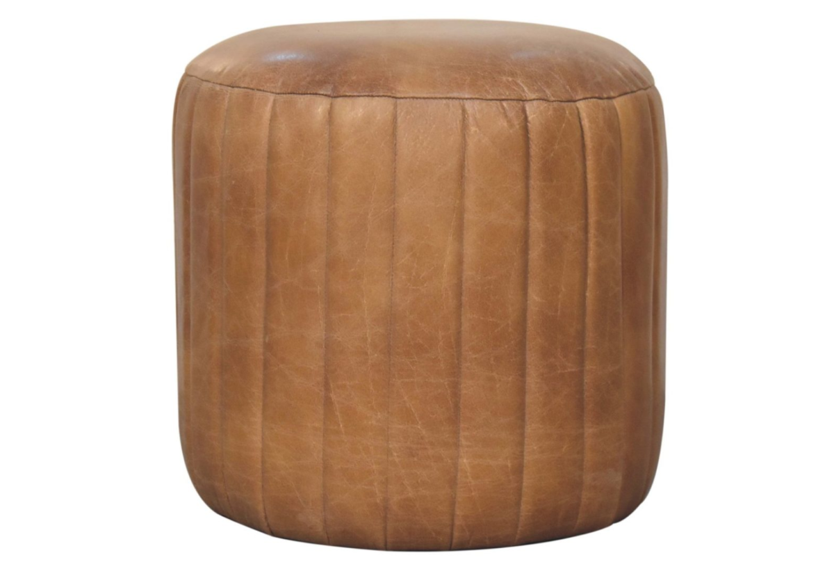 Buffalo Leather Boucle Footstool