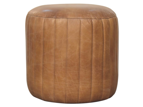 Buffalo Leather Boucle Footstool