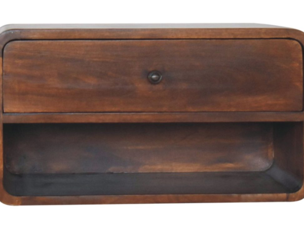 Large Chestnut Curve Floating Bedside