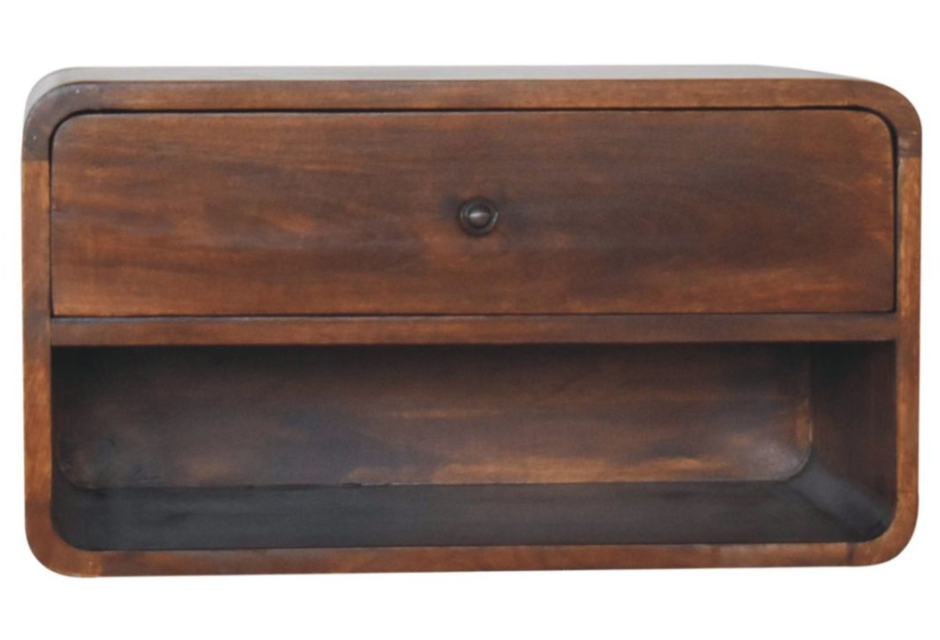 Large Chestnut Curve Floating Bedside