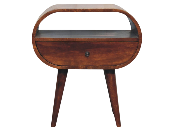Large Chestnut Circular Open Bedside