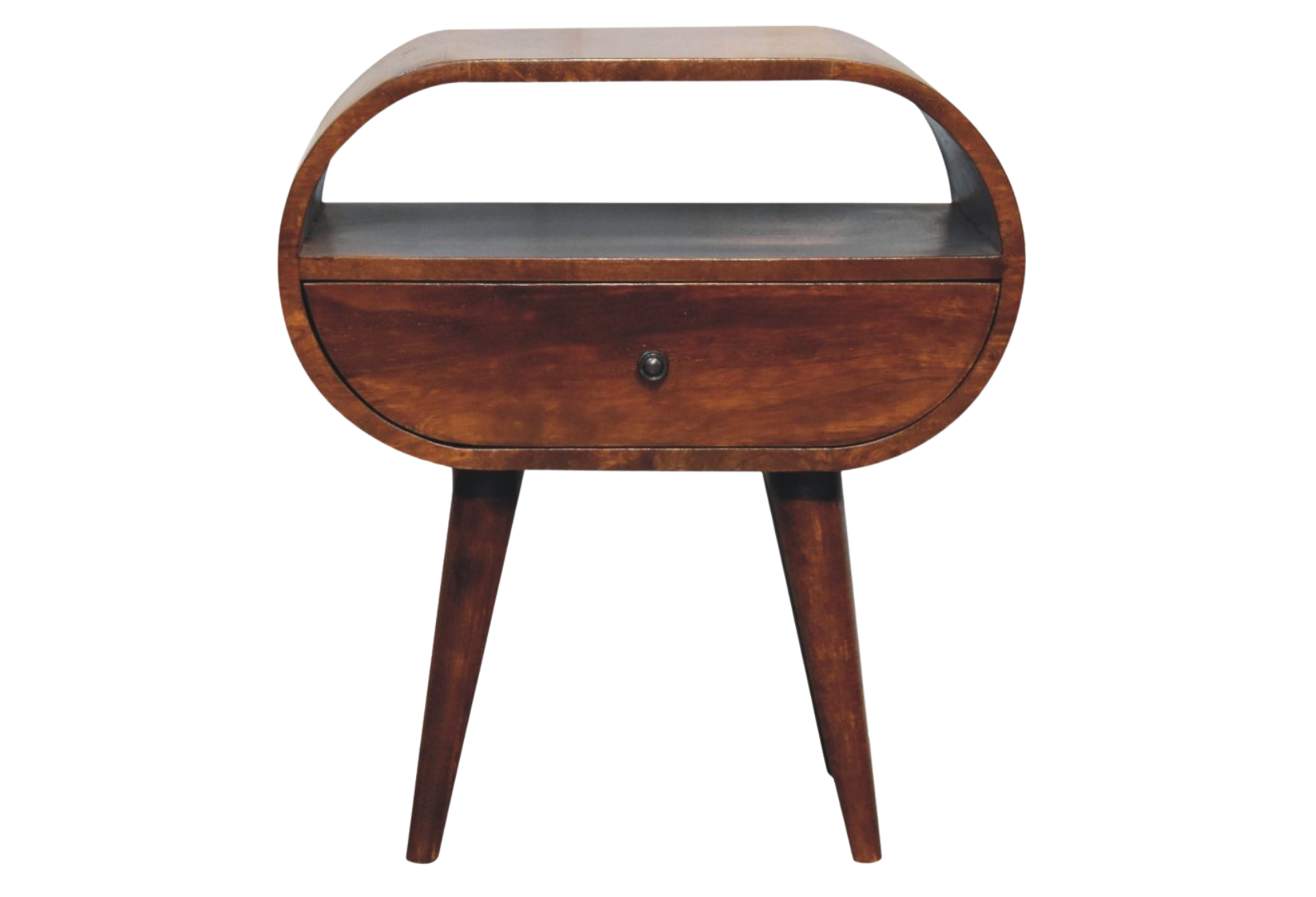 Large Chestnut Circular Open Bedside