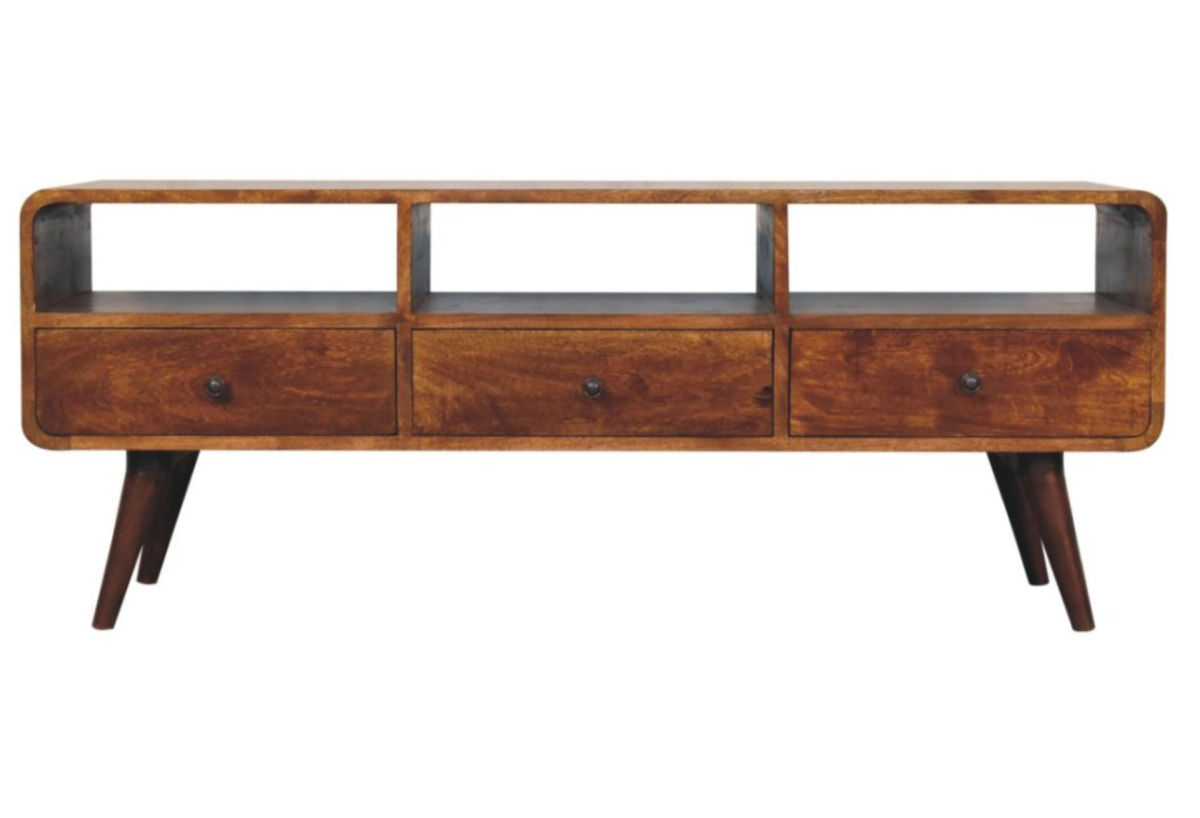 Trio Curved Chestnut Media Unit